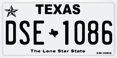 TX license plate DSE1086