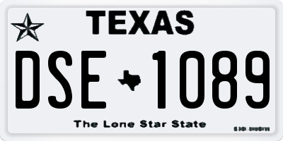 TX license plate DSE1089