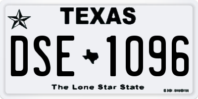 TX license plate DSE1096