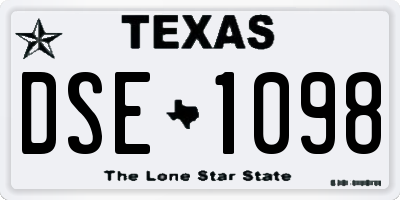 TX license plate DSE1098