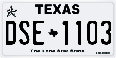 TX license plate DSE1103