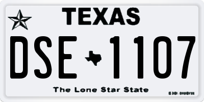 TX license plate DSE1107