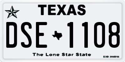 TX license plate DSE1108