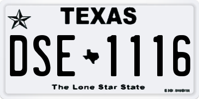 TX license plate DSE1116