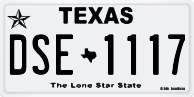 TX license plate DSE1117