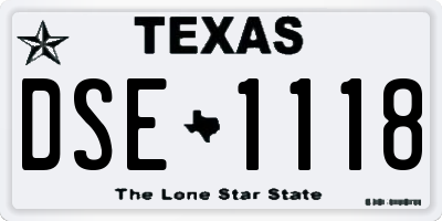 TX license plate DSE1118