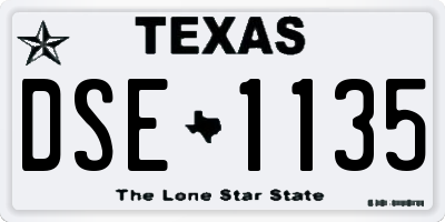TX license plate DSE1135