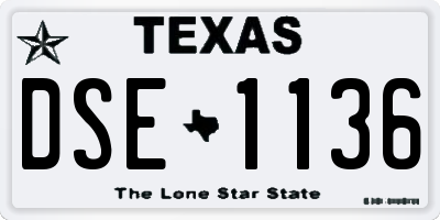 TX license plate DSE1136