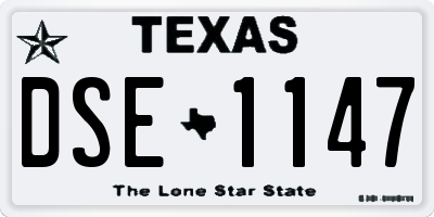 TX license plate DSE1147