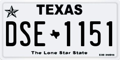 TX license plate DSE1151