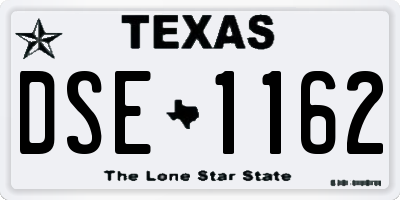 TX license plate DSE1162