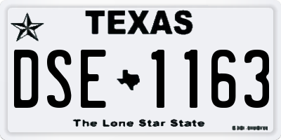 TX license plate DSE1163