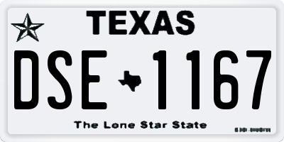 TX license plate DSE1167
