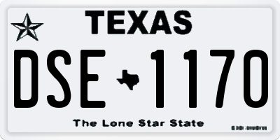 TX license plate DSE1170