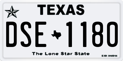 TX license plate DSE1180