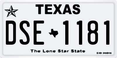 TX license plate DSE1181