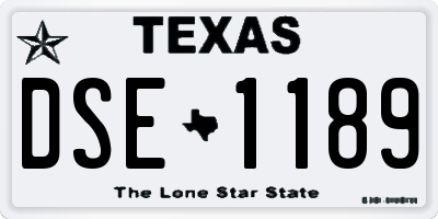 TX license plate DSE1189