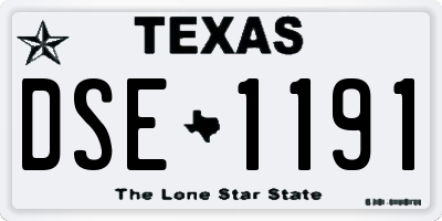 TX license plate DSE1191