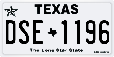 TX license plate DSE1196