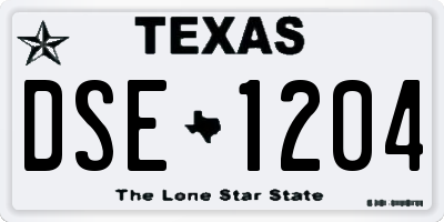 TX license plate DSE1204