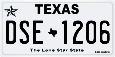 TX license plate DSE1206