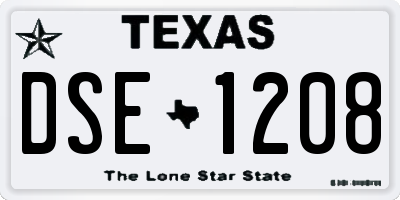 TX license plate DSE1208