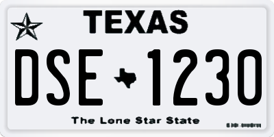 TX license plate DSE1230