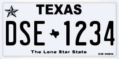 TX license plate DSE1234