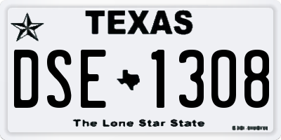 TX license plate DSE1308