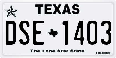 TX license plate DSE1403