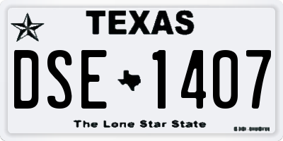 TX license plate DSE1407