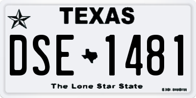 TX license plate DSE1481