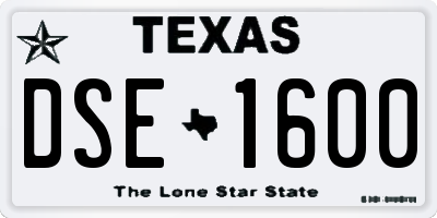 TX license plate DSE1600