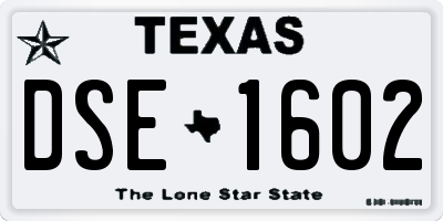 TX license plate DSE1602