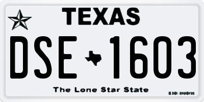 TX license plate DSE1603