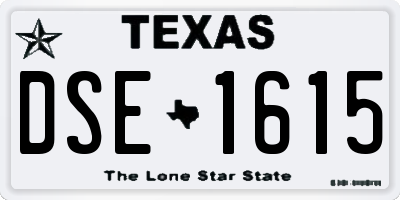 TX license plate DSE1615