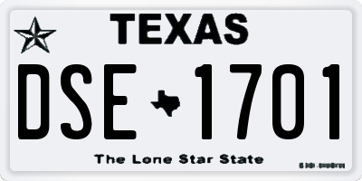 TX license plate DSE1701