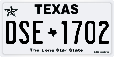 TX license plate DSE1702