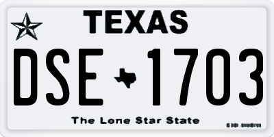 TX license plate DSE1703