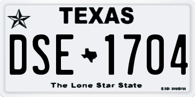 TX license plate DSE1704
