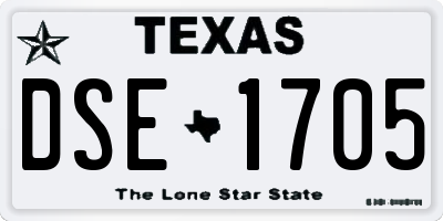 TX license plate DSE1705