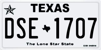 TX license plate DSE1707