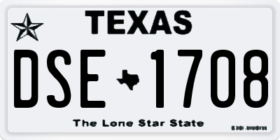 TX license plate DSE1708