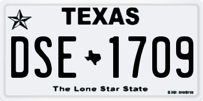 TX license plate DSE1709