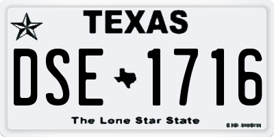 TX license plate DSE1716