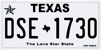 TX license plate DSE1730