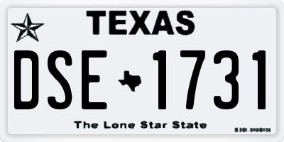 TX license plate DSE1731