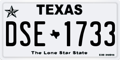 TX license plate DSE1733