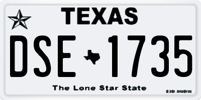 TX license plate DSE1735