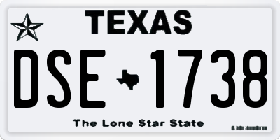 TX license plate DSE1738